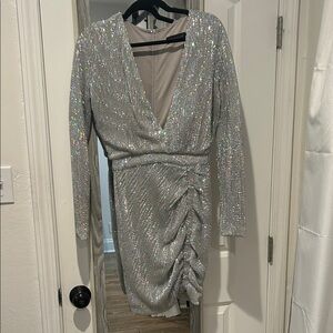 Lavish Alice Silver Long Sleeve Dress